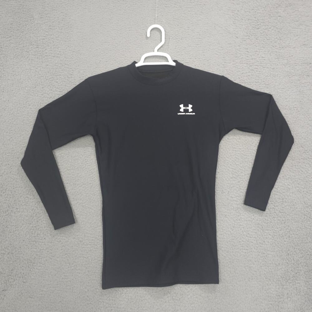 Under Armour Rival Fitted M Medium MD Black Active Shirt Fleece Lined Crew Neck